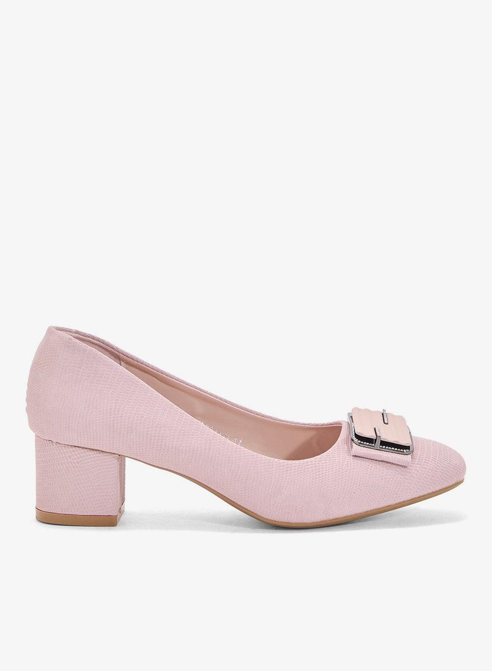 Pink Low Block Heel Pump OL321 11 - Image 1