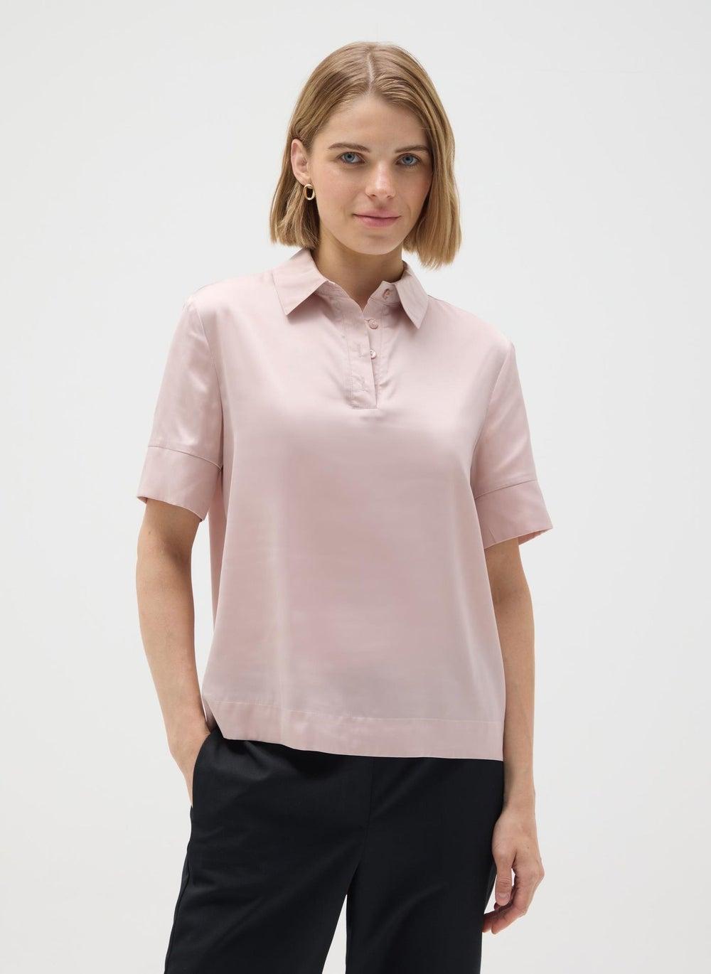 Pink Stretch Fabric Regular Fit Collared Shirt - Image 1