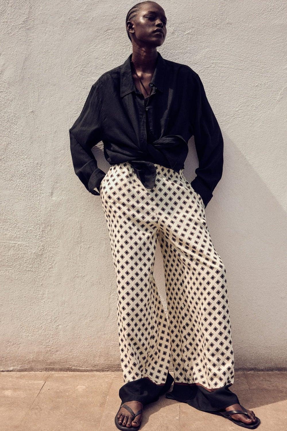 Geometric Wide-Leg Pull-On Trousers - Image 1