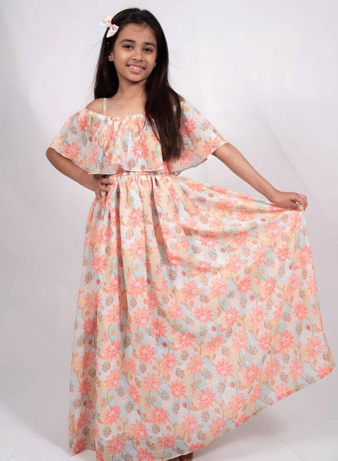 Maithili Floral A-Line Off Shoulder Maxi Dress - Image 1