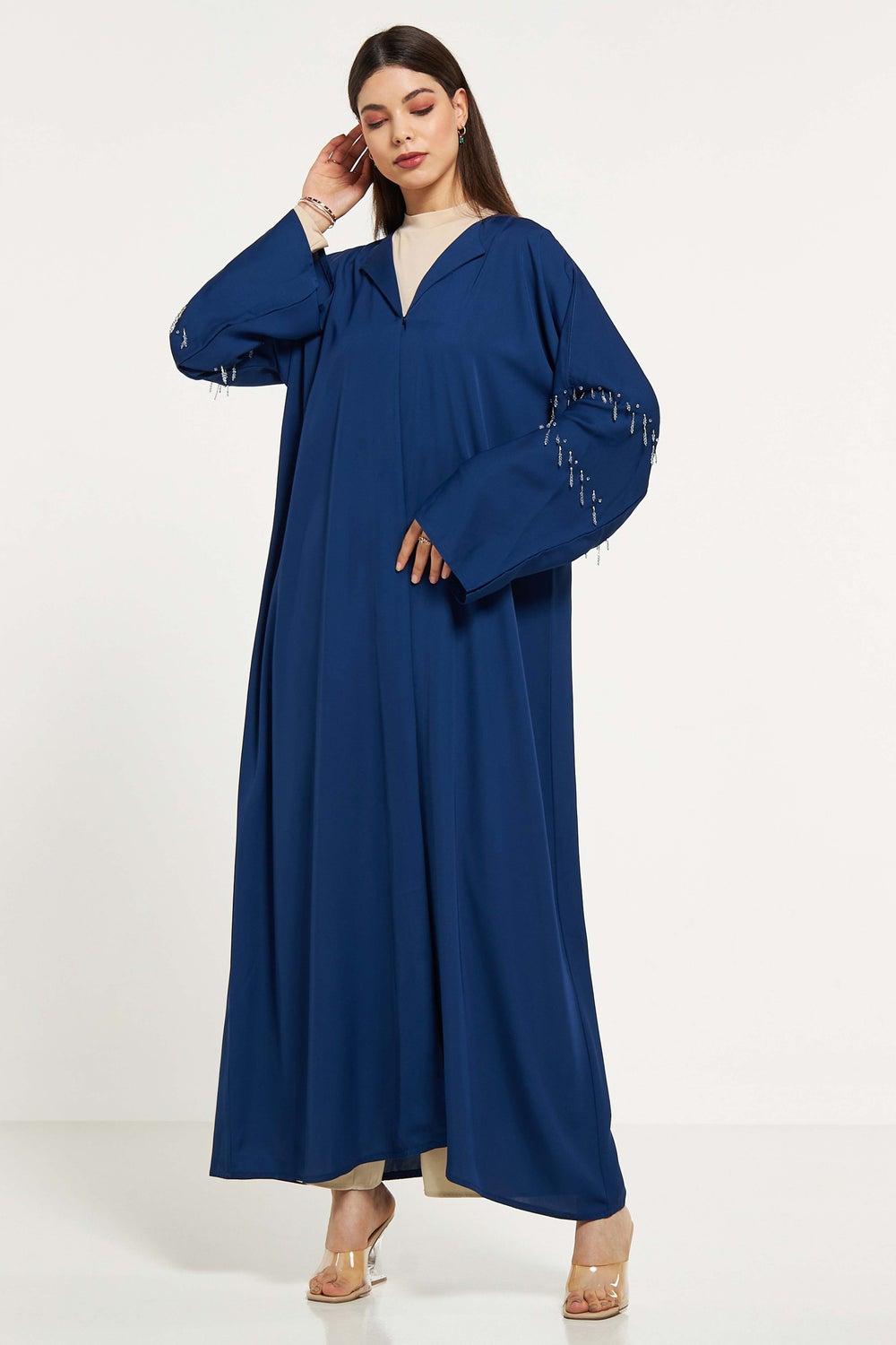 Embellished Multicolor Flared Sleeve Abaya - Image 1