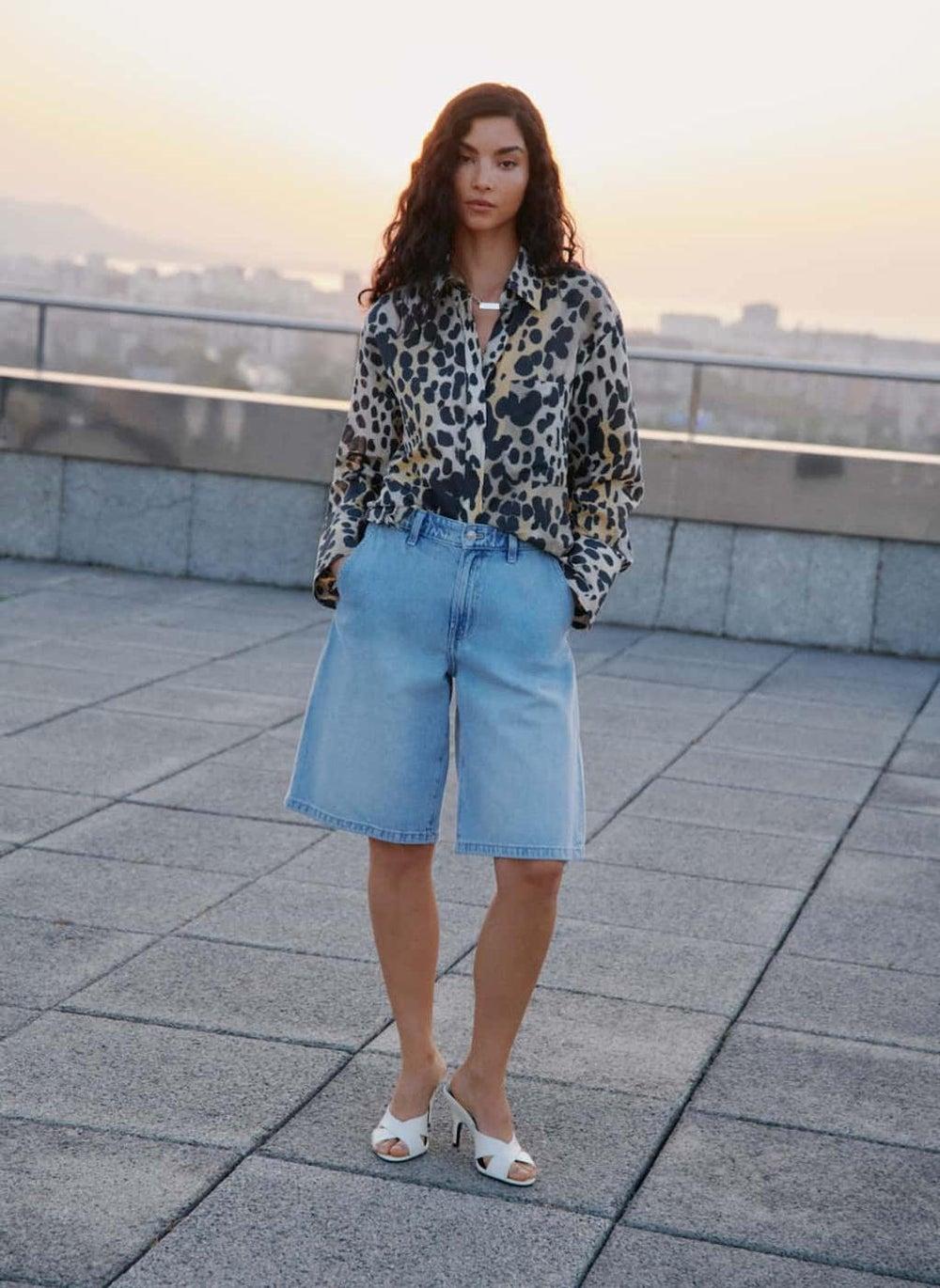 Cotton Animal Print Shirt 99-NEGRO - Image 1