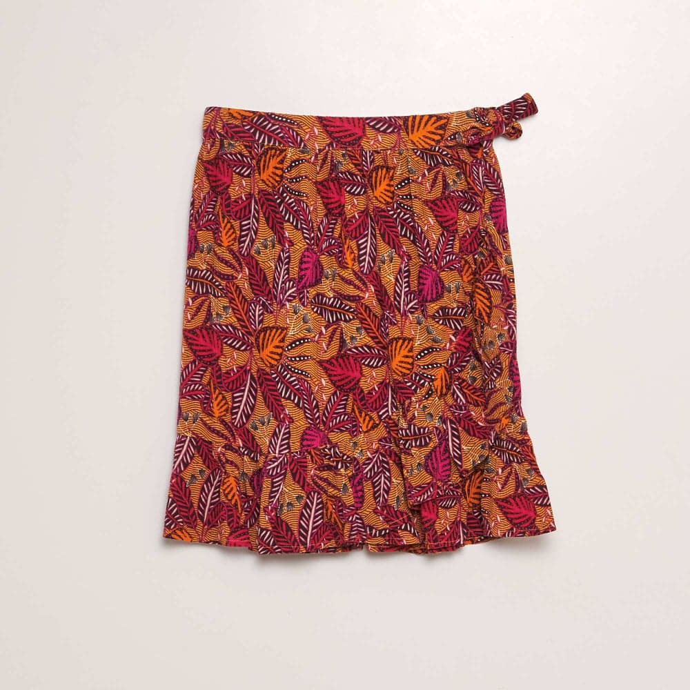 White Wrap-Effect Skirt in Soft Viscose - Image 1
