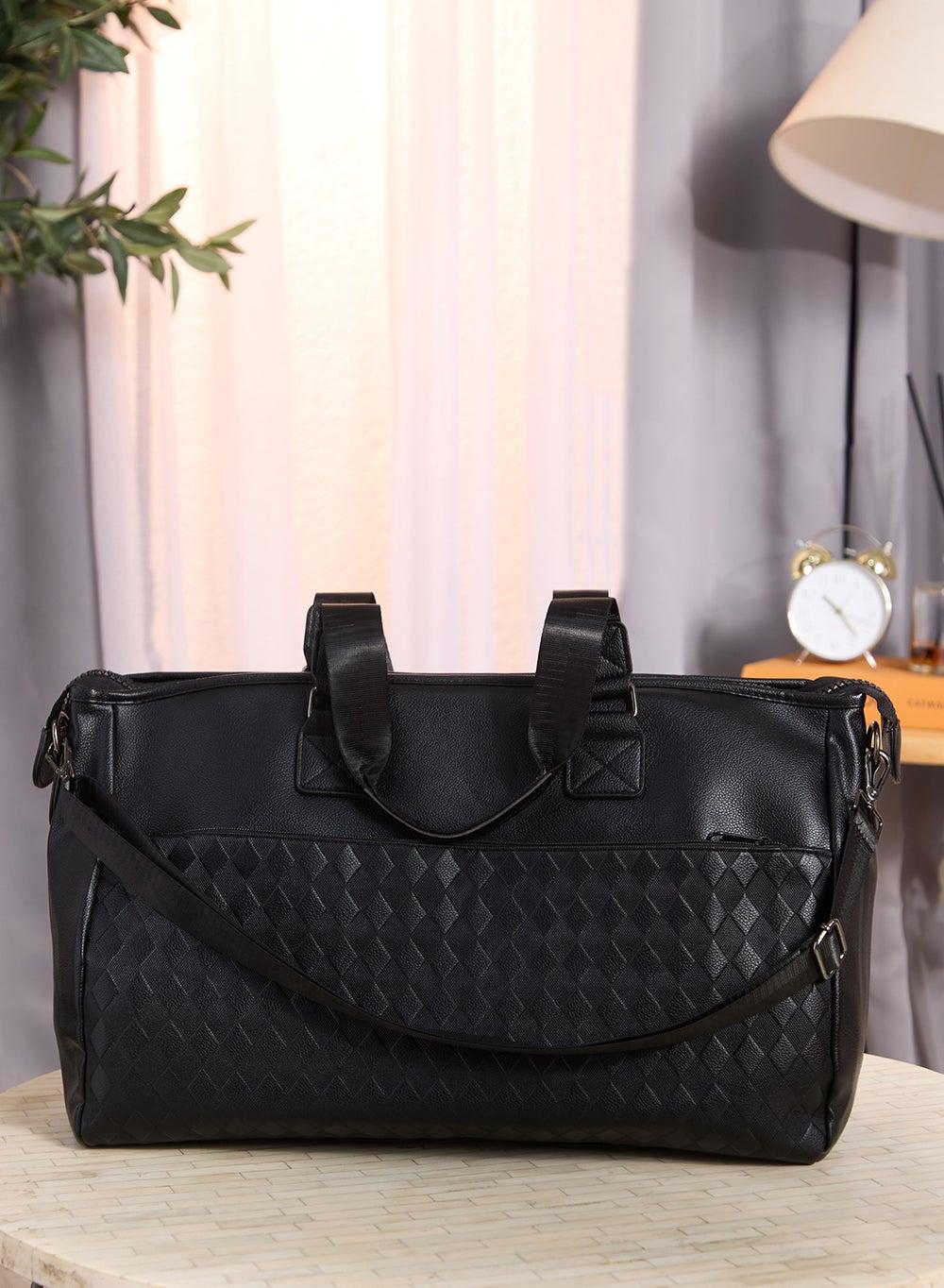 Black Textured Travel Duffle Bag Vl2 2271 - Image 1