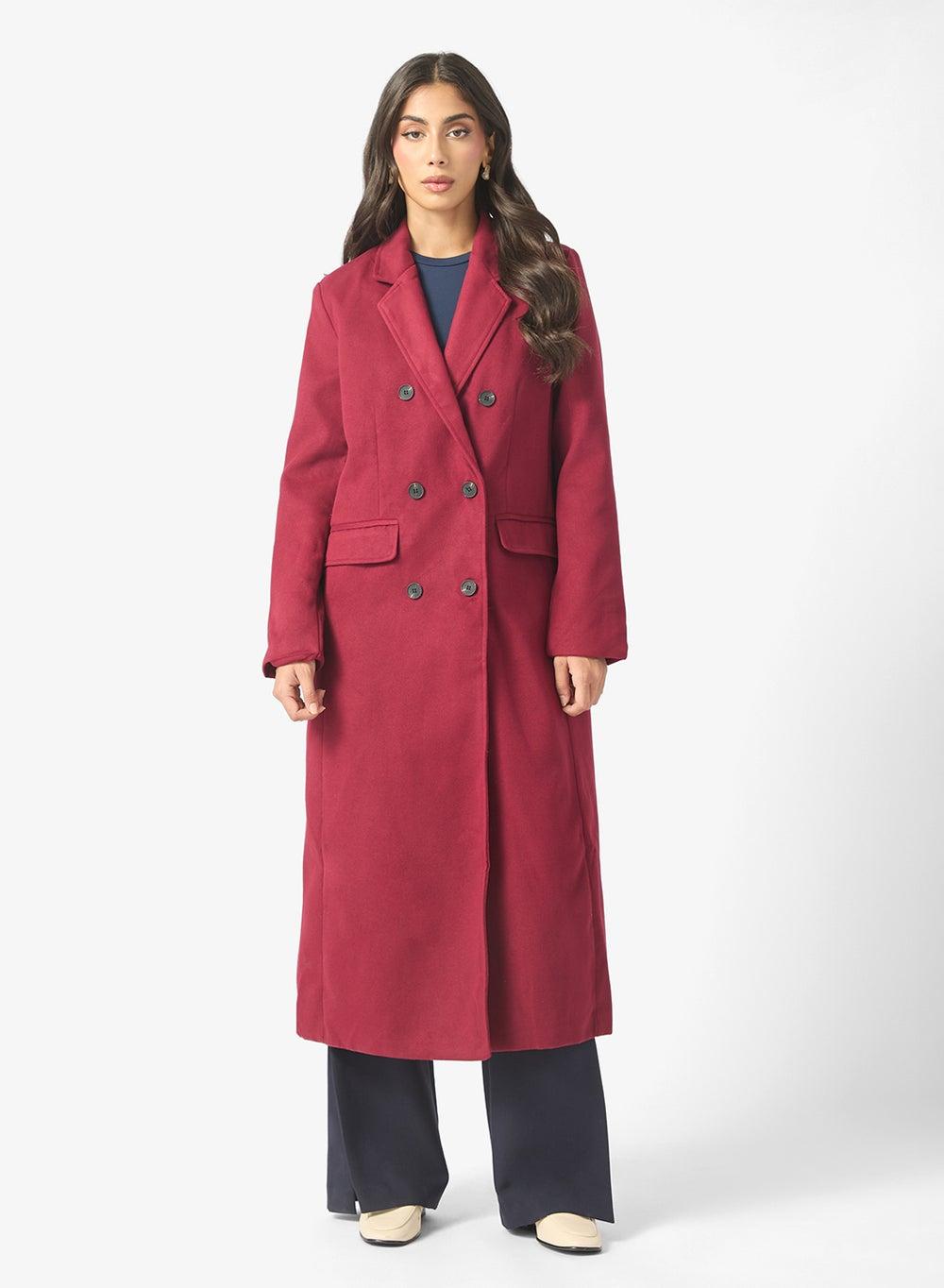 Longline Red Trench Coat Clt255247 - Image 1