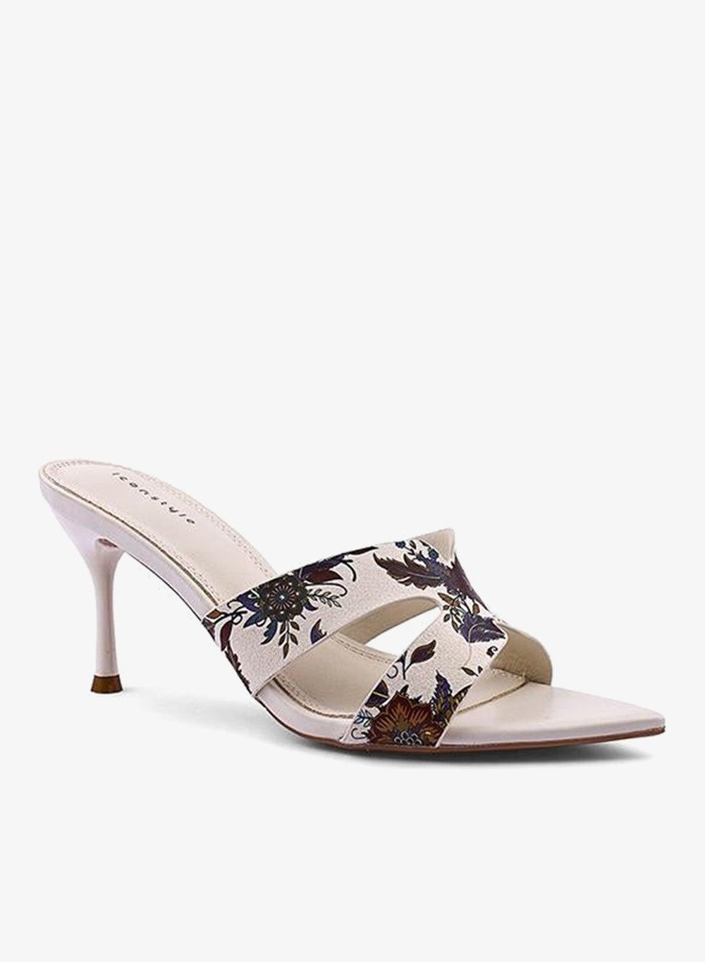 Off-White Floral Print Stiletto Heeled Sandals - Image 1