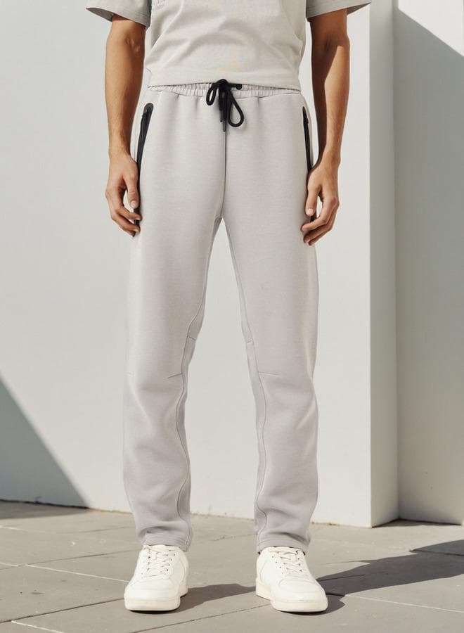Kappa Light Grey Track Pants Zip Pockets Drawstring - Image 1