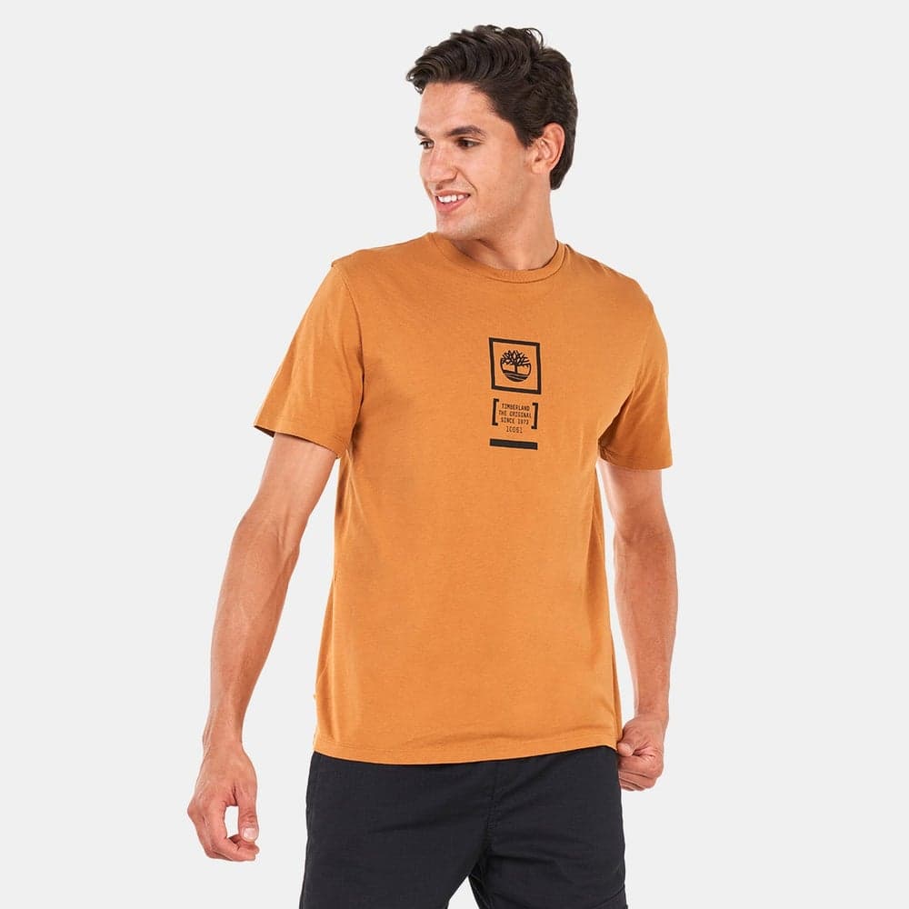 Men’s Camo Back Logo Cotton T-Shirt Yellow - Image 1