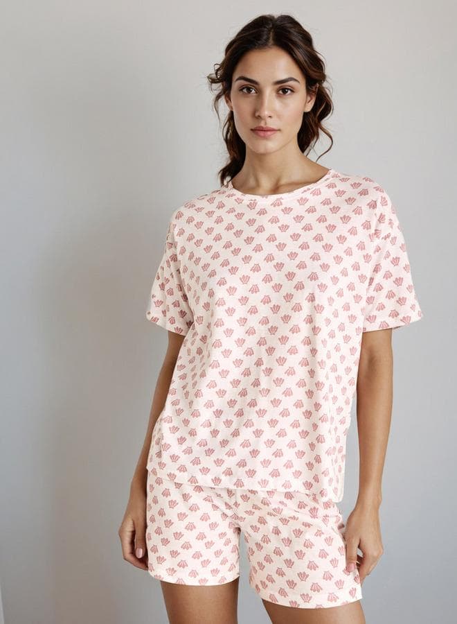 Women’s Cotton Blend Pyjama Short Set White - Image 1