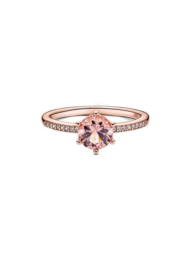 Pink Crown Solitaire Ring in 14k Rose Gold - Image 1