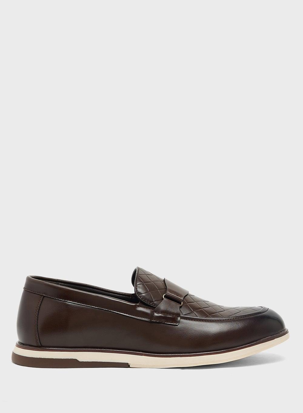 Textured Smart Casual Slip-Ons Gx3928 Coffee - Image 1