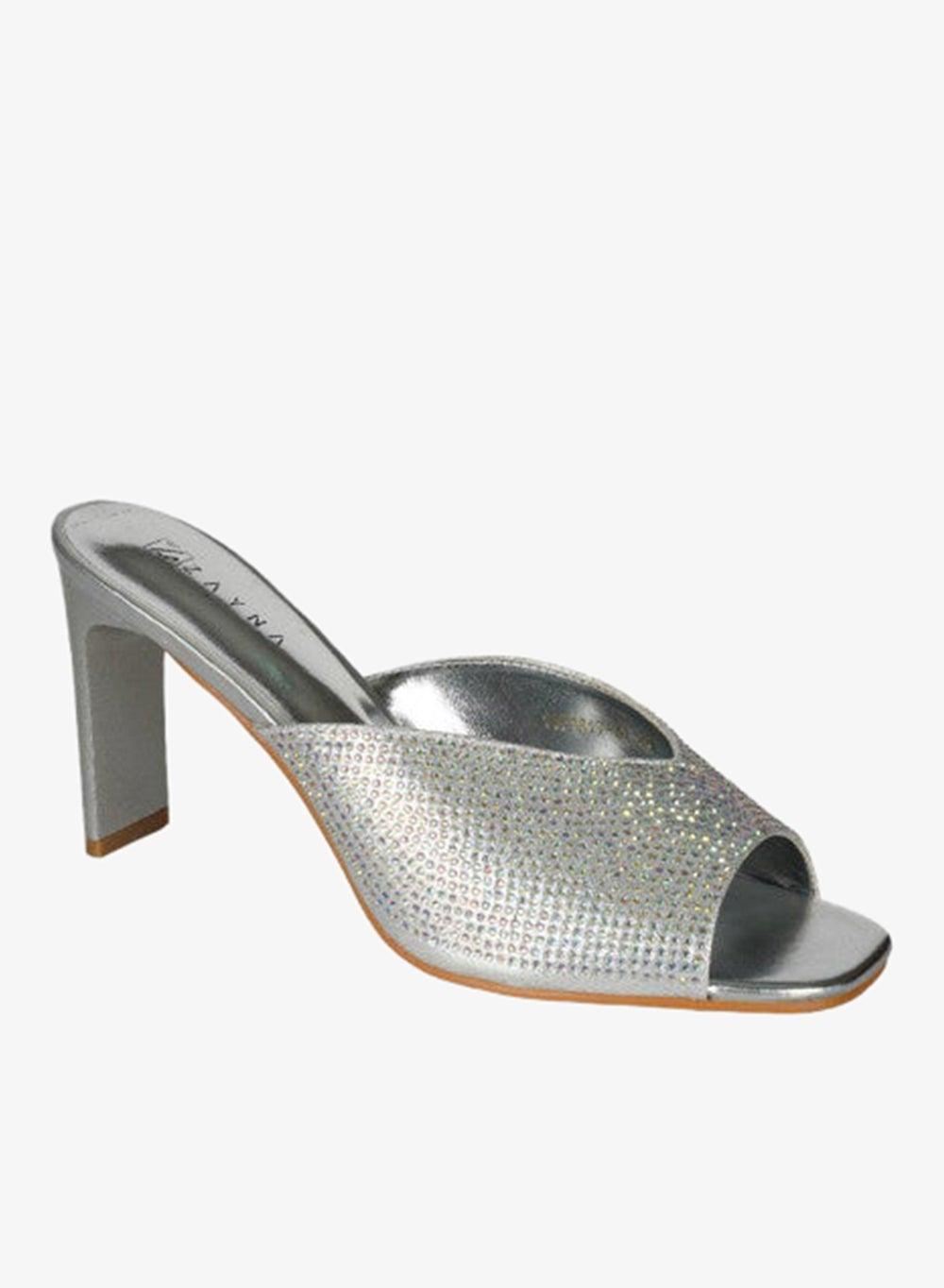 Zayna 221-131 Silver High Block Heel Slip-On - Image 1