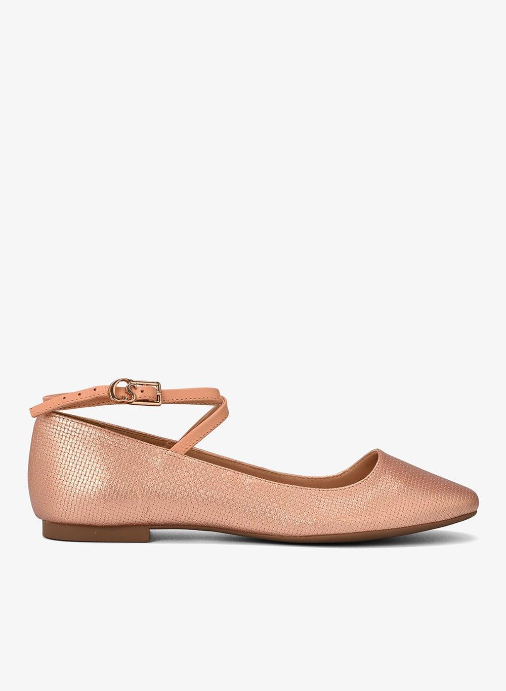 Rose Pink Ballerina Flat Sandals with Buckle - Image 1