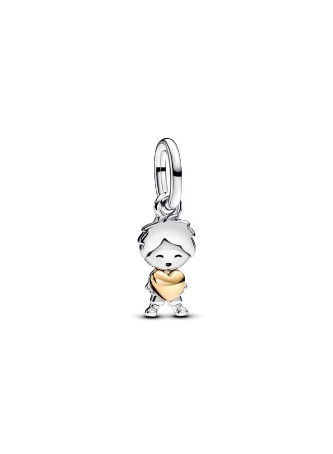 Happy Boy Dangle Charm in Sterling Silver Gold - Image 1