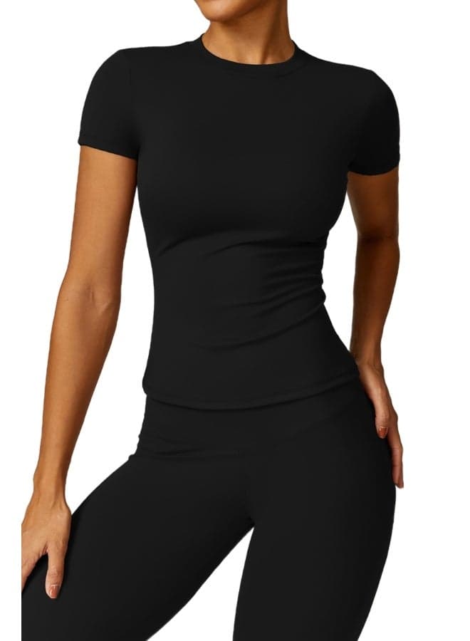 KAWN Yoga Black Stretch Short Sleeve Shirt - Image 1