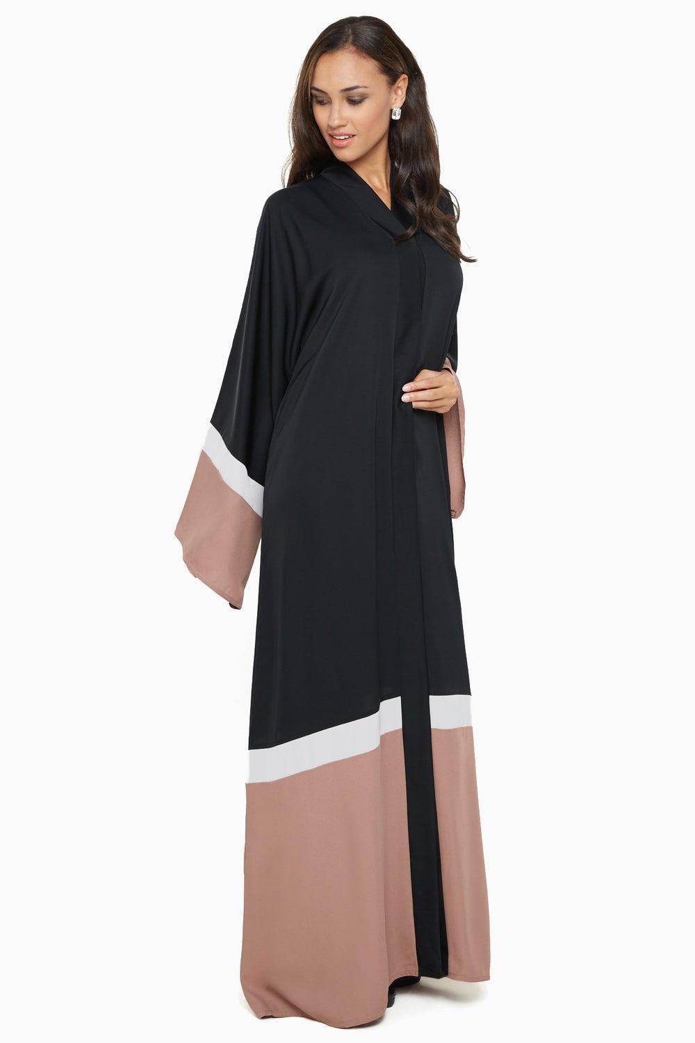 Taupe Grey Stripe Nida Abaya AJ599A - Image 1