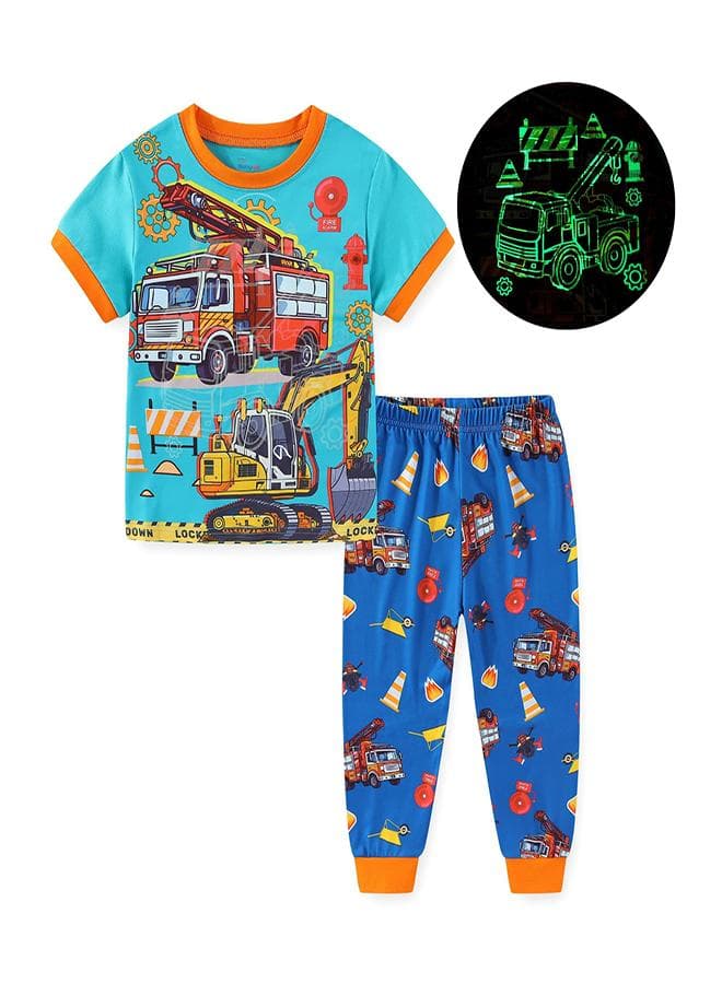 7863 Fire Truck Rescue Glow Cotton Pajama Set - Image 1