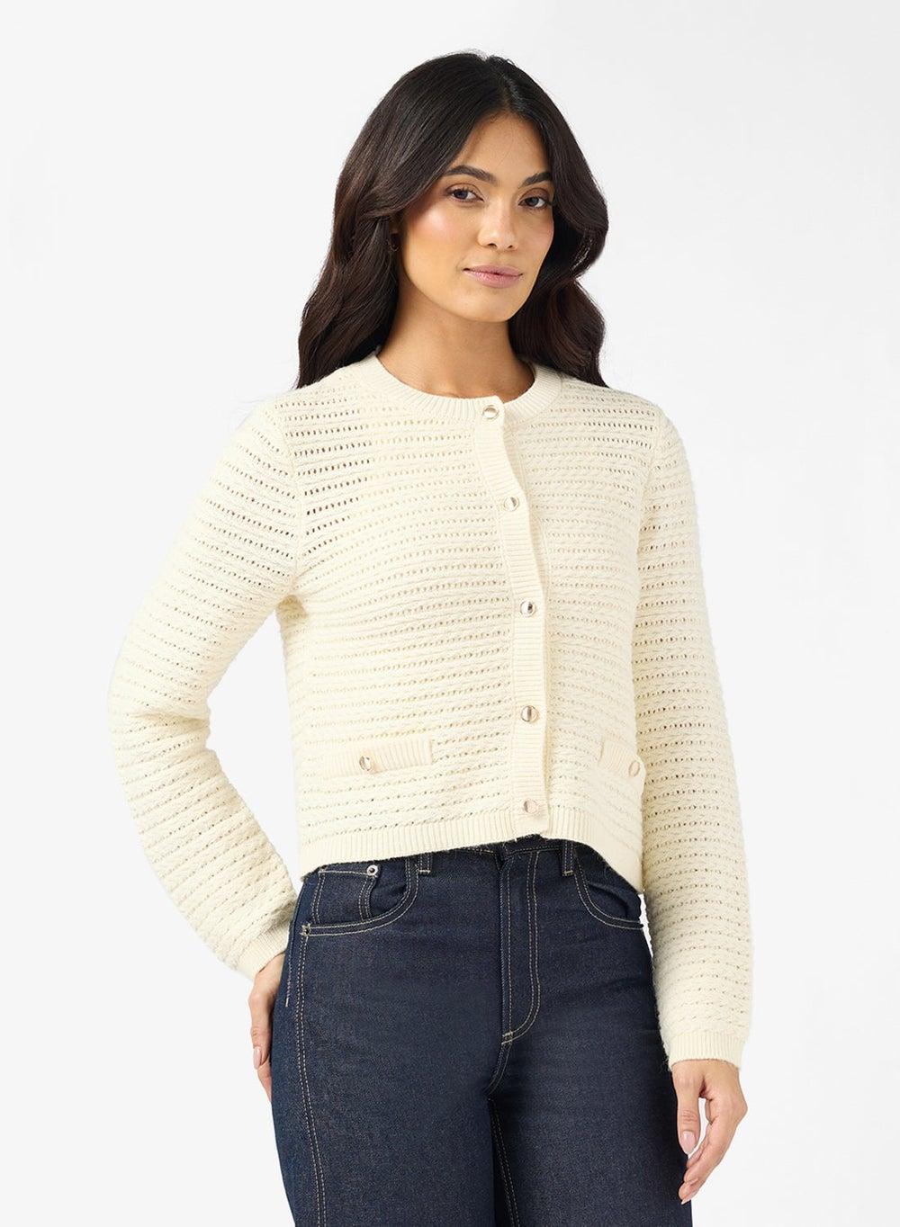 Vmsoleil Birch Crew Neck Gold Button Cardigan 10331692 - Image 1