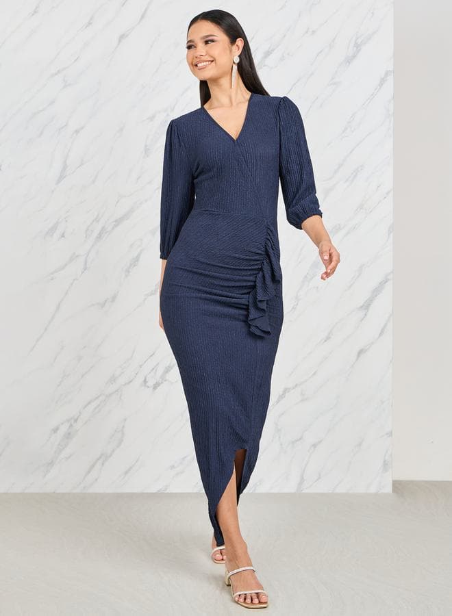 Styli Textured Ruffle Bodycon Maxi Dress 7007153703 - Image 1
