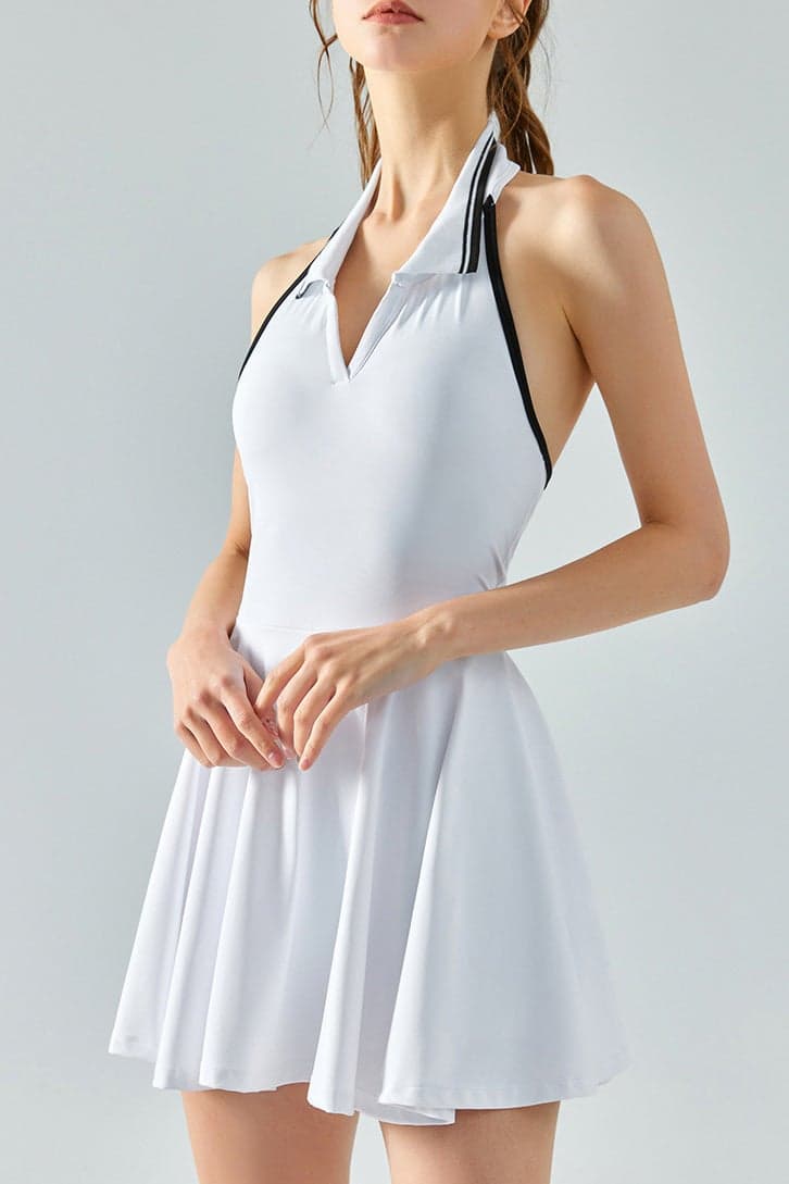 White Padel & Tennis Dress SVL with Built-In Shorts - Image 1