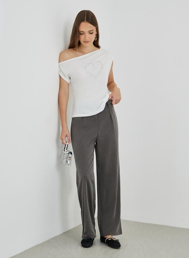 Take Two Grey Mid Rise Straight Leg Pants - Image 1