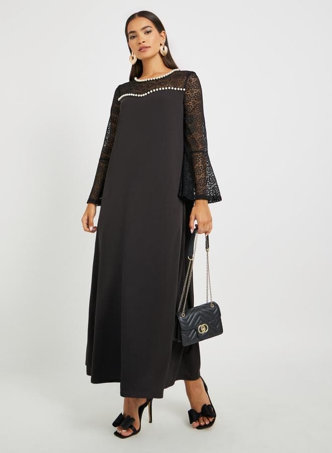 Take Two Embellished Lace Patchwork A-Line Jalabiya - Image 1