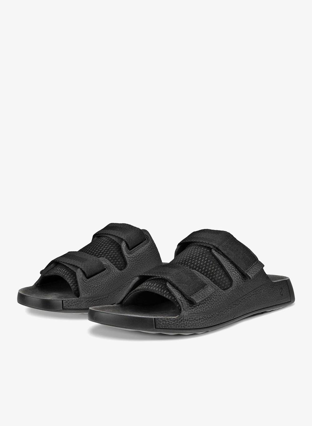 ECCO Cozmo M Black Leather Slide Sandals - Image 1