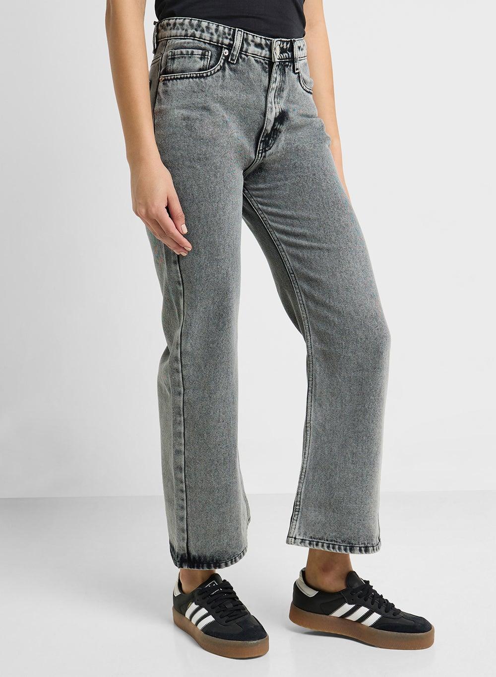 Grey Acid Wash Straight Fit Jeans Zopwd225 - Image 1