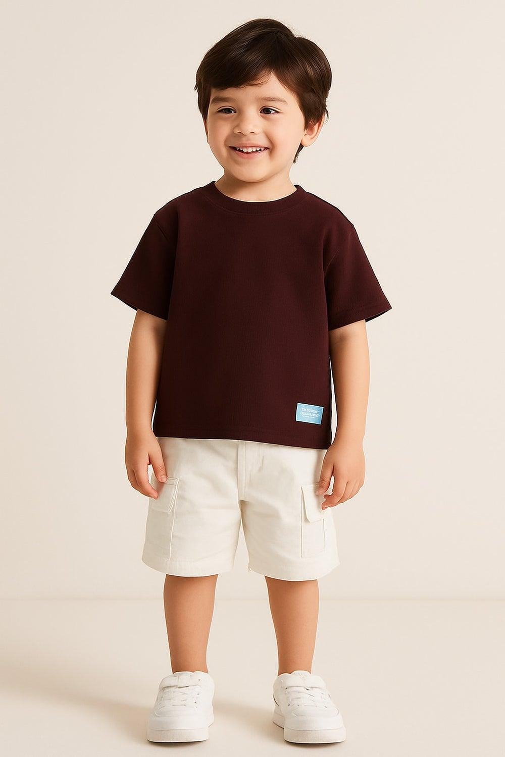 Junior Boys Rust Textured Cotton T-Shirt - Image 1
