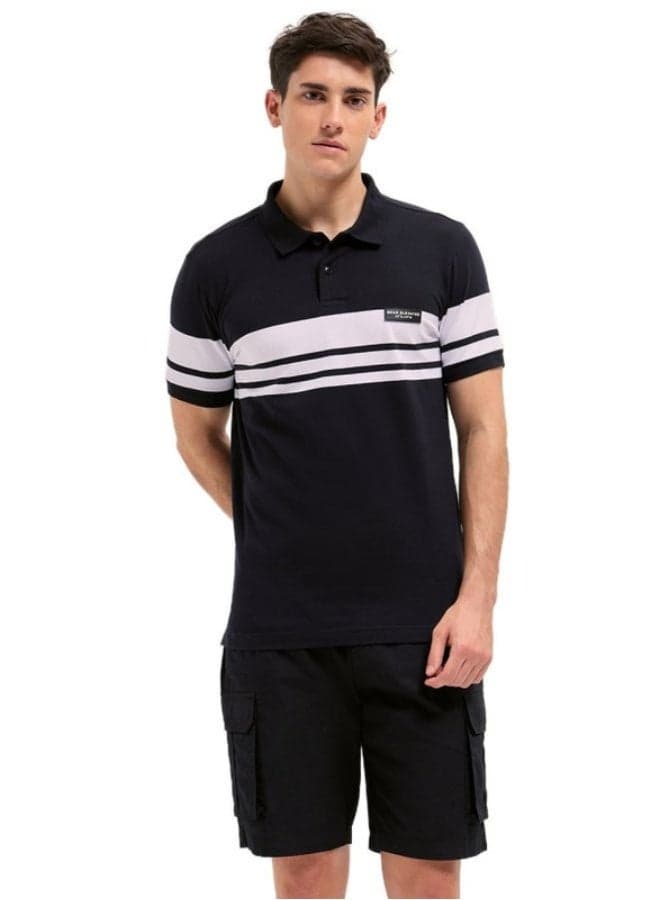 Men’s Black Cotton Blend Polo Shirt Classic Casual Wear - Image 1