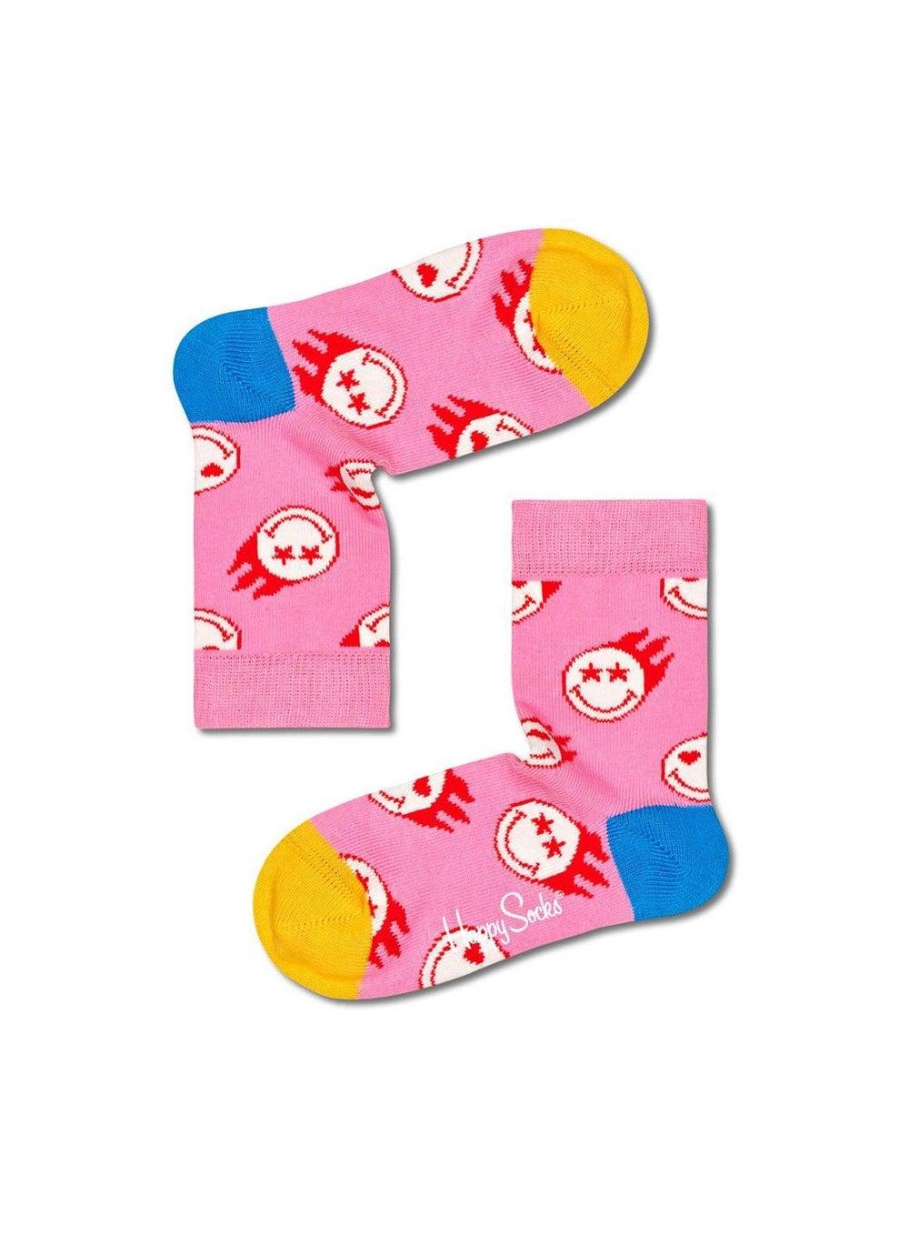 Kids Flaming SmileyWorld Cotton Socks Multicolour - Image 1