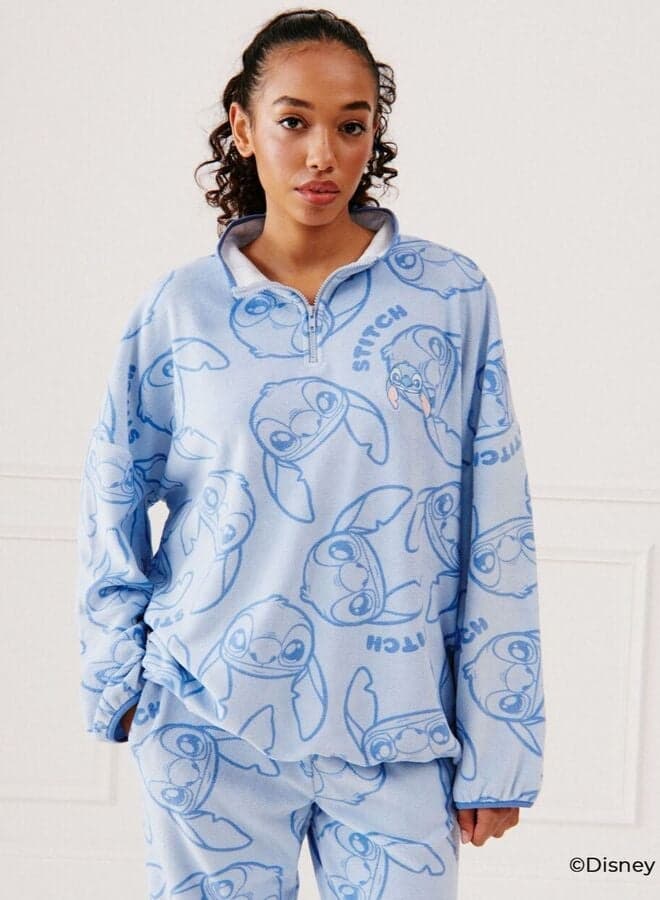 Stitch Mid-Blue Fleece Sweatshirt 654913027 - Image 1