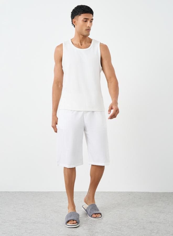 Styli Men’s White Cotton Serwal Knee-Length Relaxed Fit - Image 1