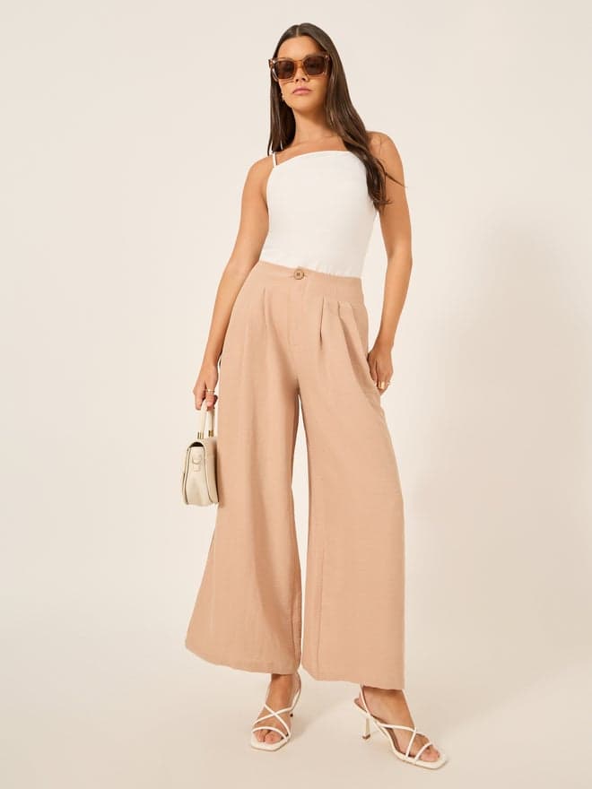 Crinkled Pleated High-Rise Wide Leg Pants - Image 1