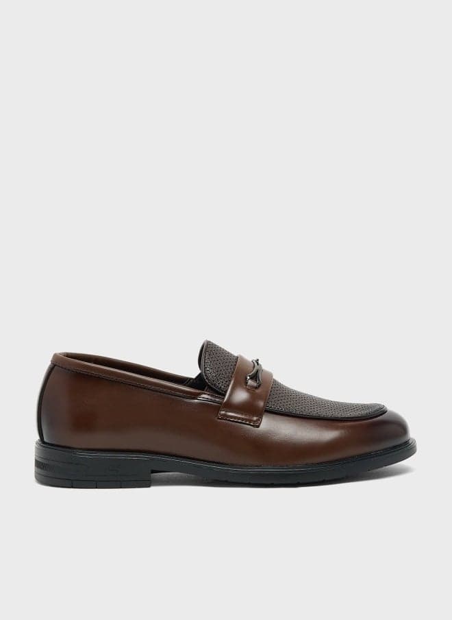 W9149 Coffee Buckle Detail Formal Slip-Ons - Image 1