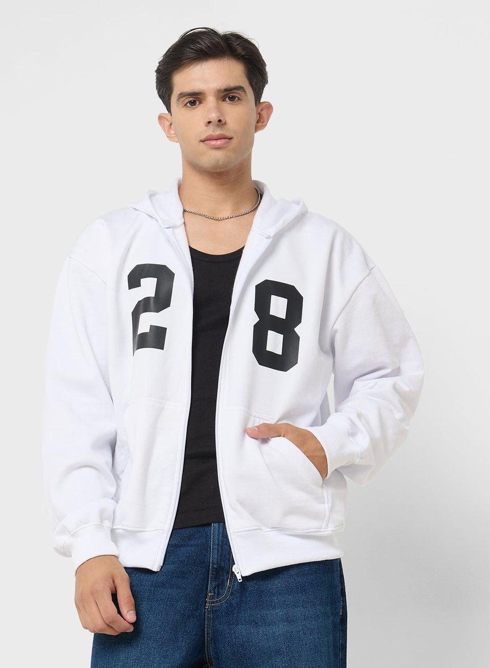 Oversized Graphic Zip Hoodie Ad Hd 31 White - Image 1