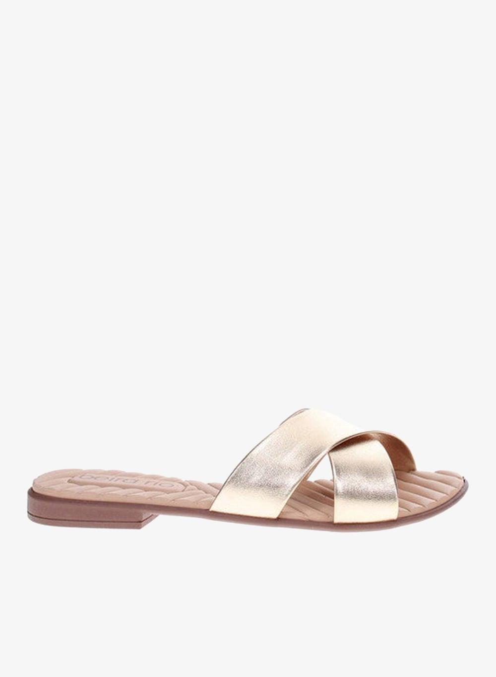 Beira Rio Golden Flat Sandals Brazil Comfort Slides - Image 1