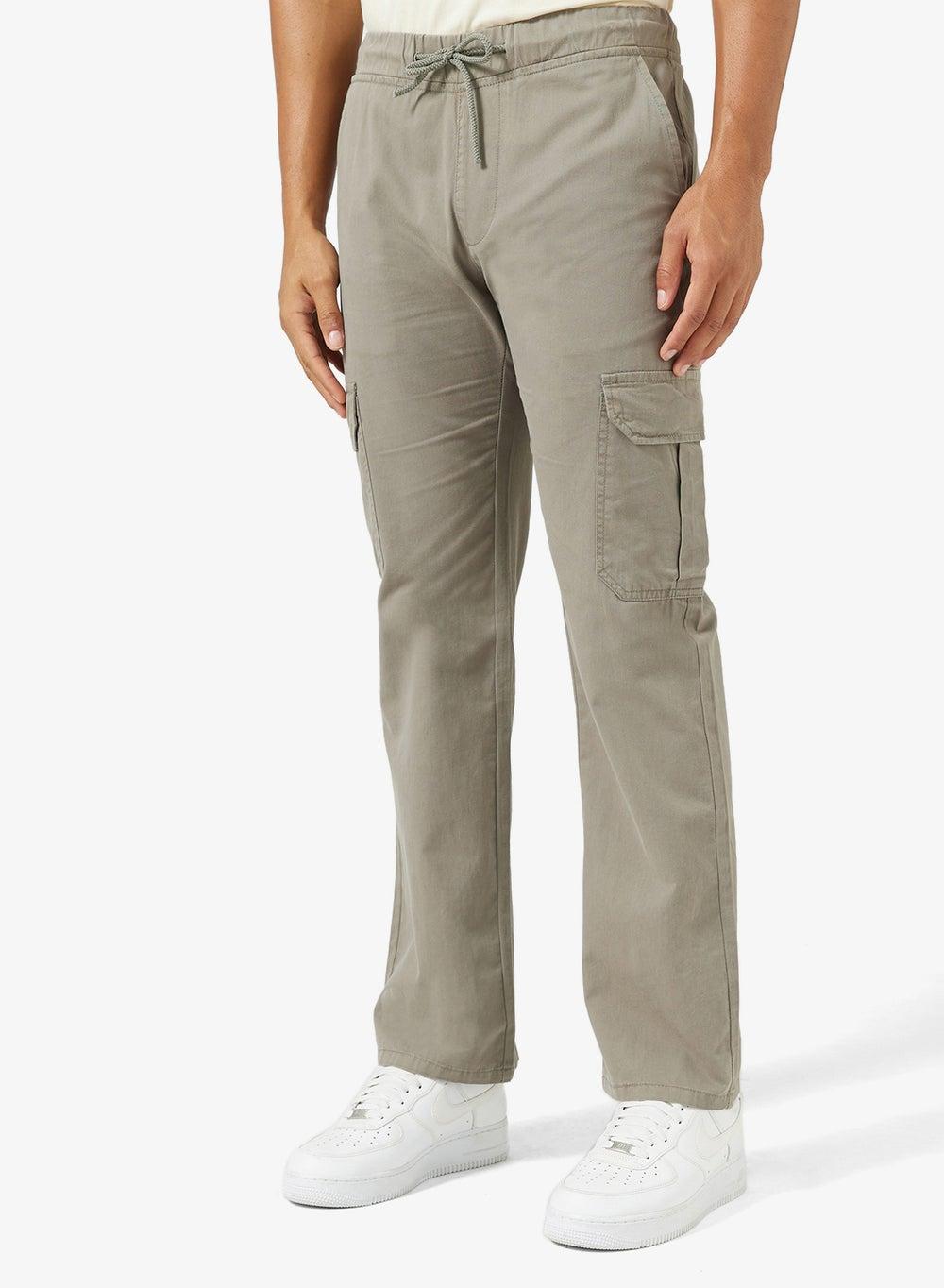 Olive Cargo Pocket Oversized Linen Blend Pants Zoplp029 - Image 1