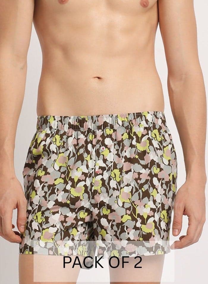 Men’s Cotton Boxer Shorts 2-Pack Breathable Floral Comfort - Image 1