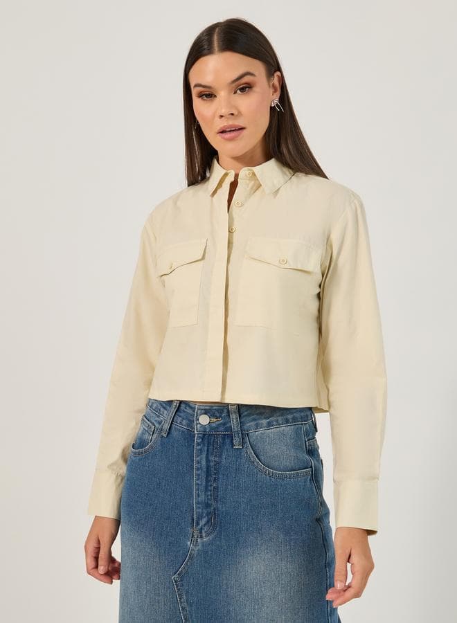 Styli 7010661014 Grey Cropped Boxy Fit Shirt - Image 1