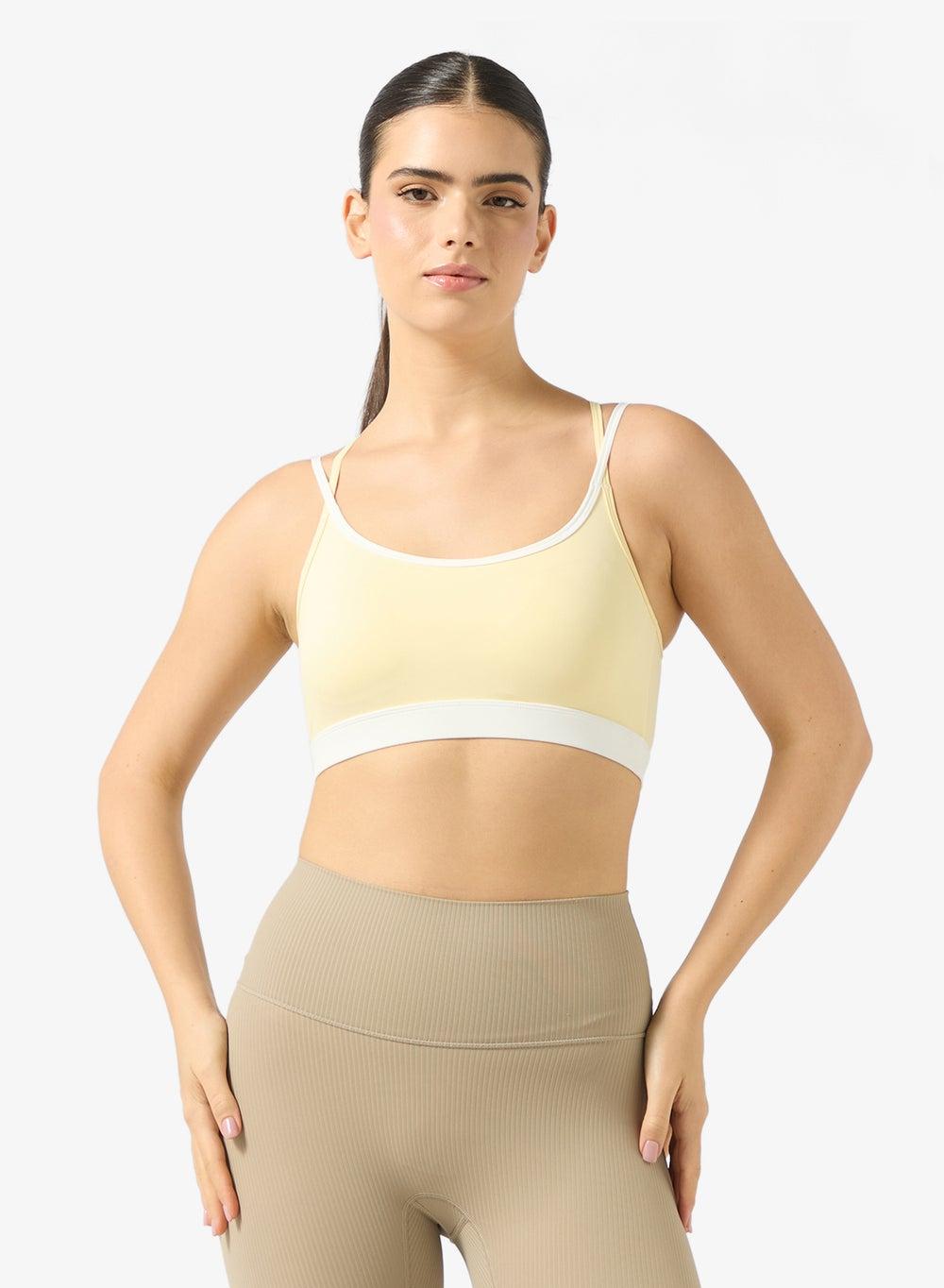 Seamless Contrast Trim Cross Back Sports Bra Jymn190 - Image 1