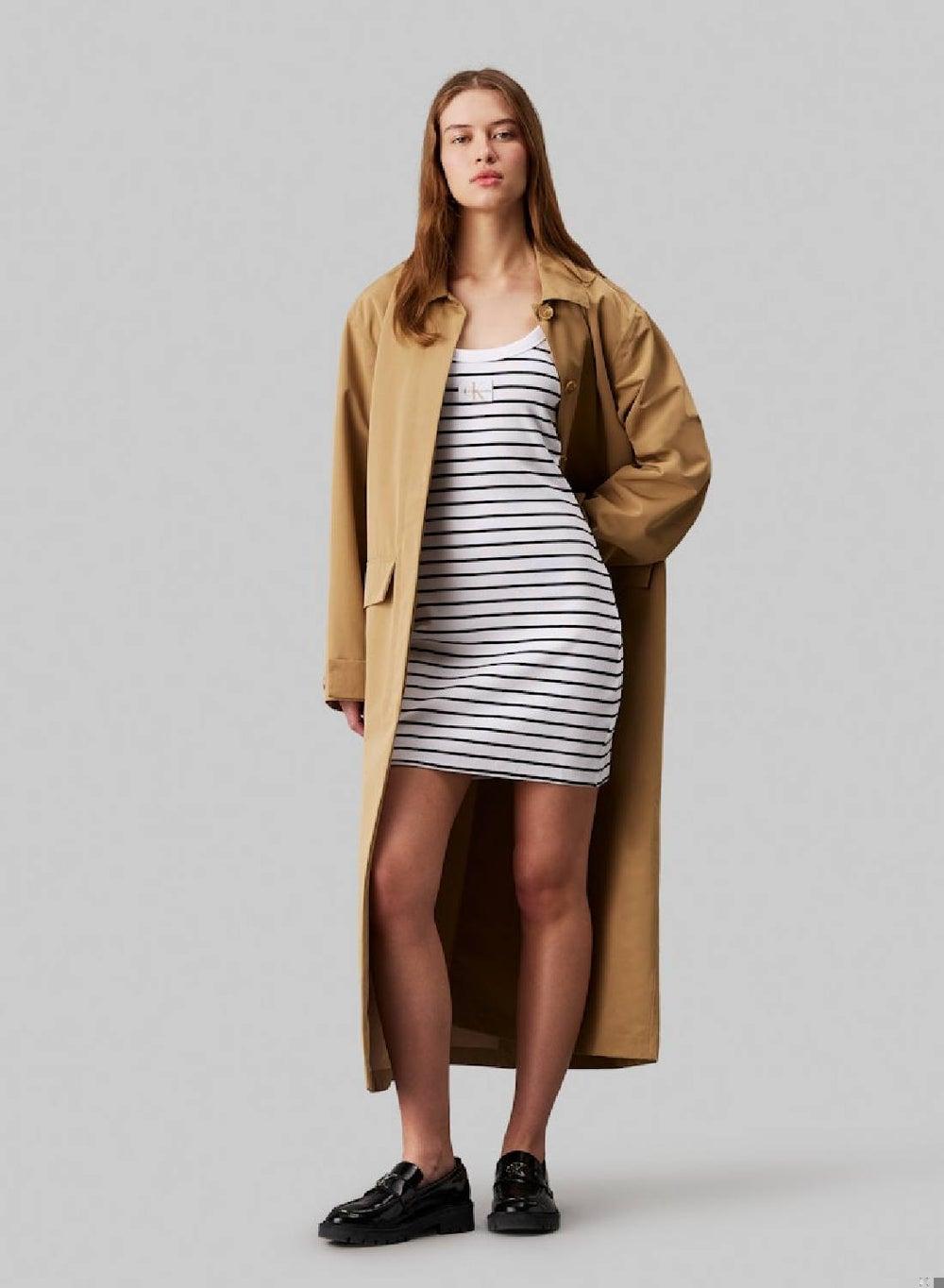 Striped Cotton Rib Bodycon Mini Dress - Image 1