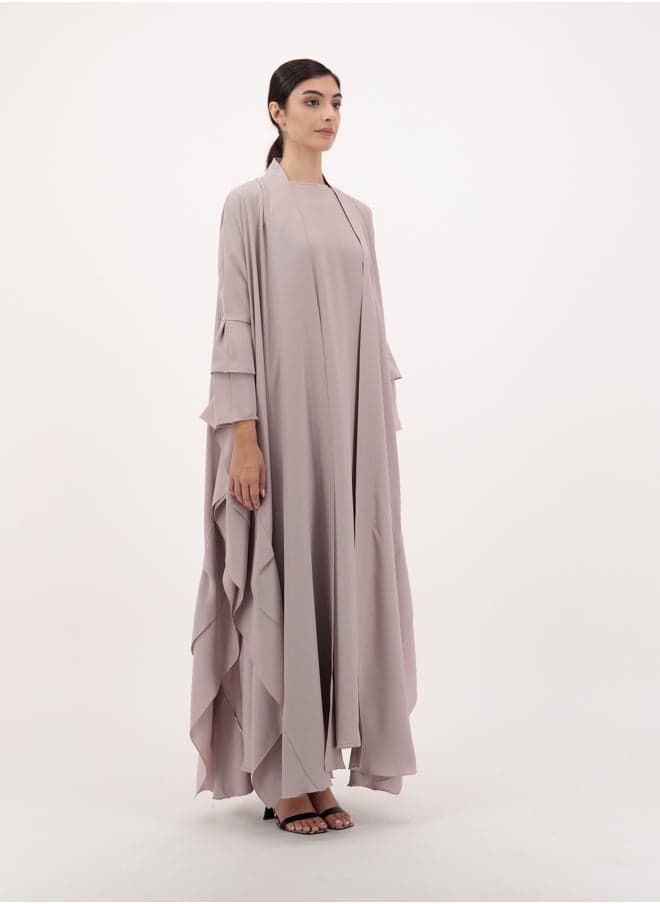 Asymmetric Front Open Abaya Set with Inner & Sheila - Image 1