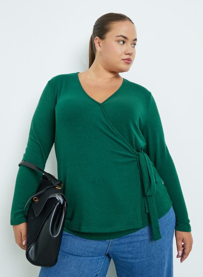Styli Plus Size Emerald Wrap Top - Image 1