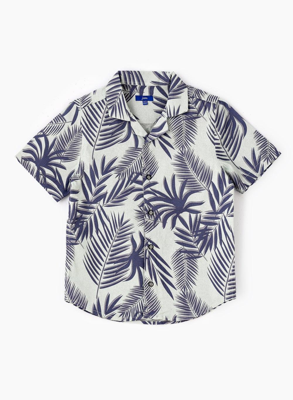 Boys Tropical Leaf Cotton Shirt Artnb658 - Image 1