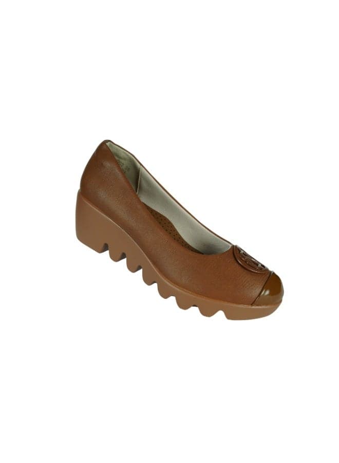 Michelle Morgan 092-2570 Brown Wedge Slip-On Heels - Image 1