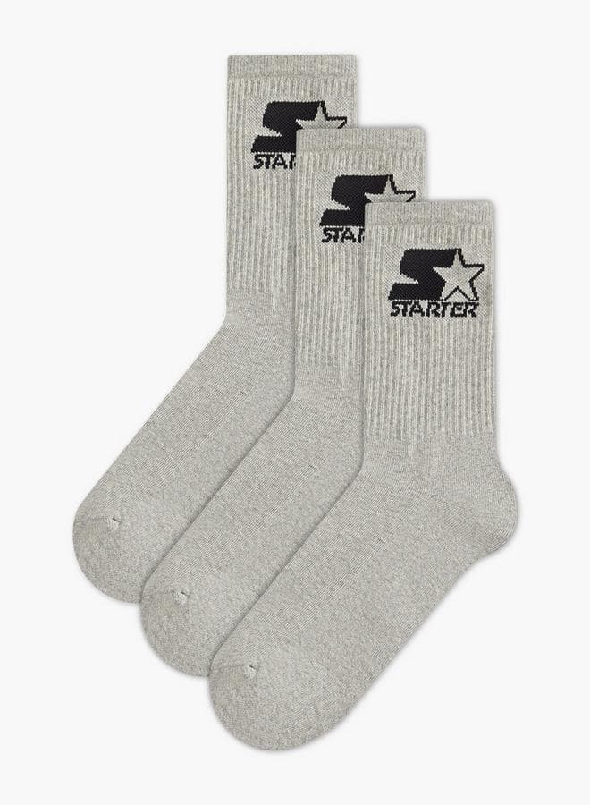 3-Pack Ribbed Crew Socks Antibacterial Cotton Blend - Image 1