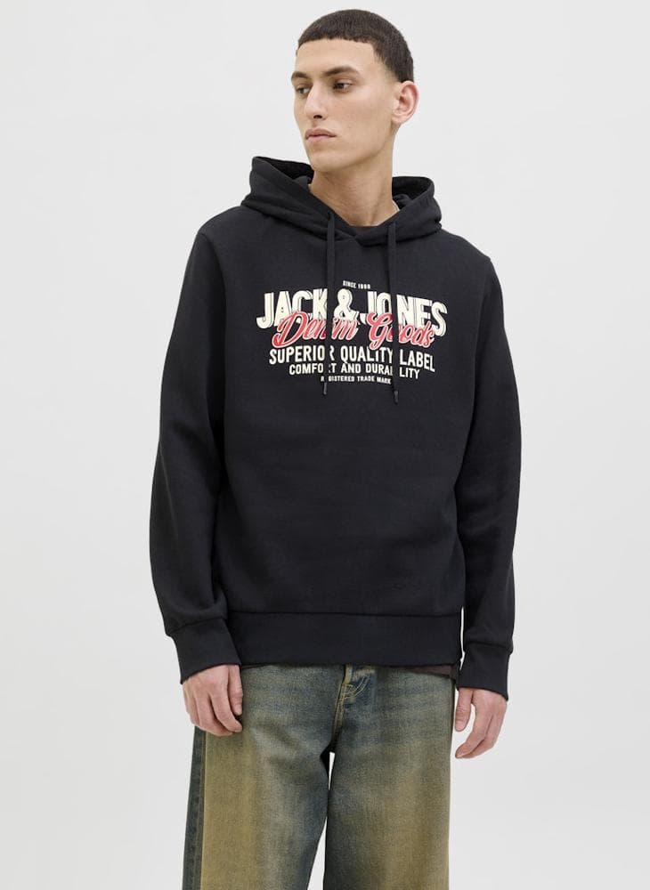 Logo Regular Fit Black Pullover Hoodie 12279649 - Image 1