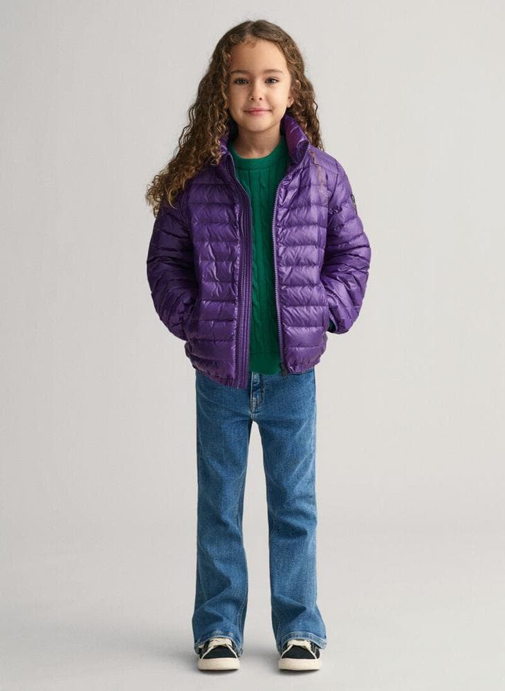 Shiny Lightweight Kids Down Jacket with GANT Logo - Image 1