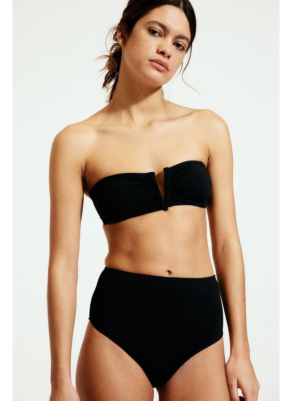 High-Waist Fully Lined Bikini Bottoms Black - Image 1
